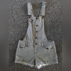 Overall Striped Shorts- Forever 21- Sz 30 Women's Button down -Summer Spring EUC
